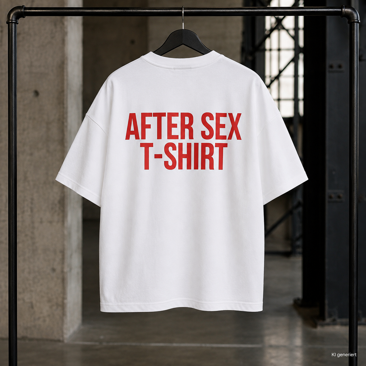 AFTER SEX T-SHIRT – Weißes Oversize T-Shirt Unisex mit rotem Backprint | Statement Shirt Streetwear Bio-Baumwolle