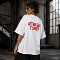 AFTER SEX T-SHIRT – Weißes Oversize T-Shirt Unisex mit rotem Backprint | Statement Shirt Streetwear Bio-Baumwolle