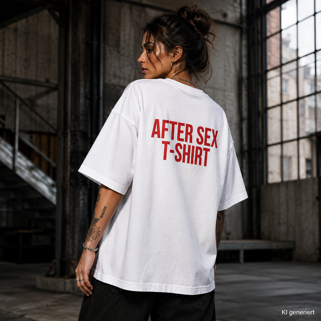 AFTER SEX T-SHIRT – Weißes Oversize T-Shirt Unisex mit rotem Backprint | Statement Shirt Streetwear Bio-Baumwolle