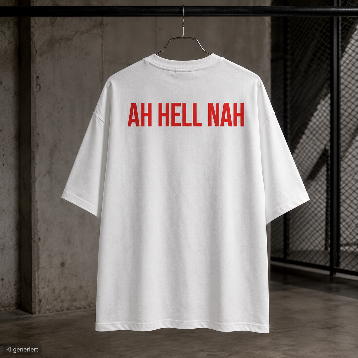 AH HELL NAH – Schwarzes Oversize T-Shirt Unisex mit rotem Backprint | Statement Shirt Streetwear Bio-Baumwolle