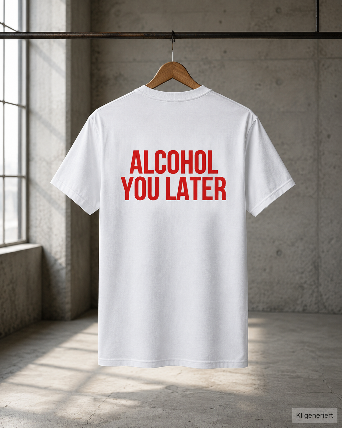 ALCOHOL YOU LATER – Schwarzes Regular Fit T-Shirt Unisex mit rotem Backprint | Statement Shirt Streetwear S–5XL