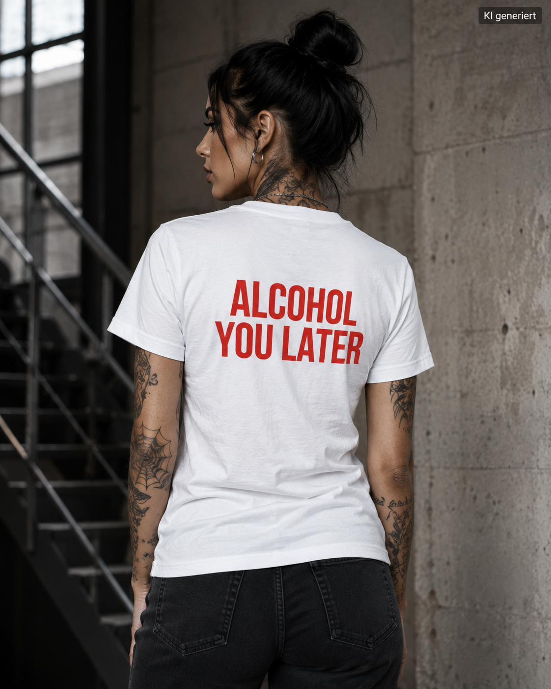 ALCOHOL YOU LATER – Weißes Regular Fit T-Shirt Unisex mit rotem Backprint | Statement Shirt Streetwear S–5XL