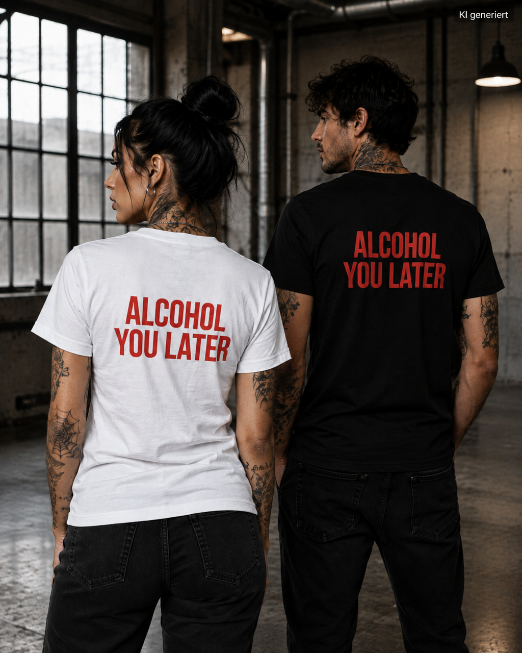 ALCOHOL YOU LATER – Weißes Regular Fit T-Shirt Unisex mit rotem Backprint | Statement Shirt Streetwear S–5XL