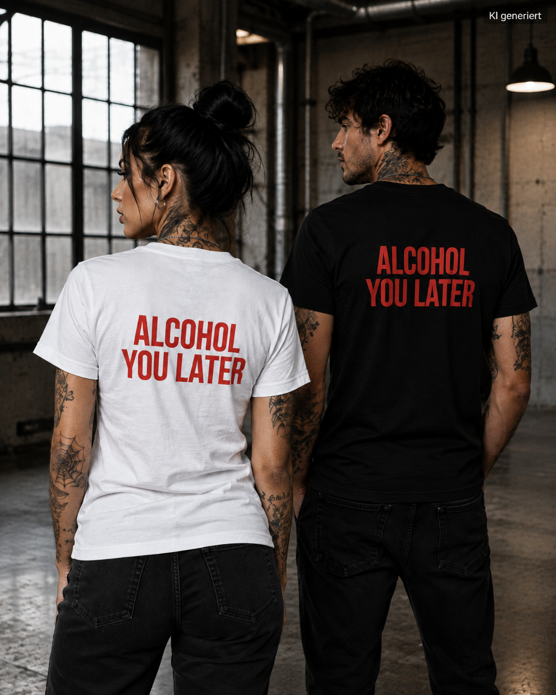 ALCOHOL YOU LATER – Weißes Regular Fit T-Shirt Unisex mit rotem Backprint | Statement Shirt Streetwear S–5XL
