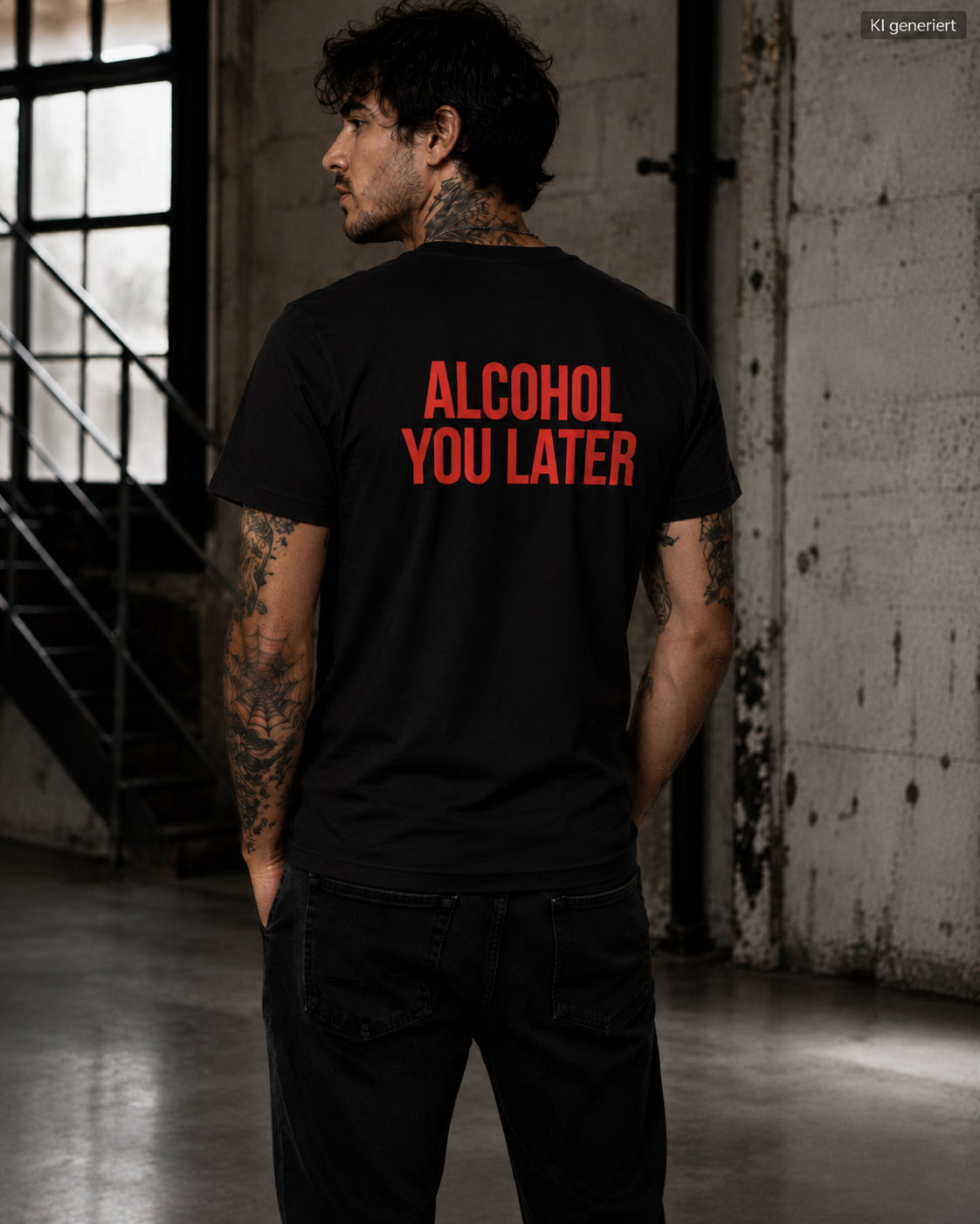ALCOHOL YOU LATER – Weißes Regular Fit T-Shirt Unisex mit rotem Backprint | Statement Shirt Streetwear S–5XL