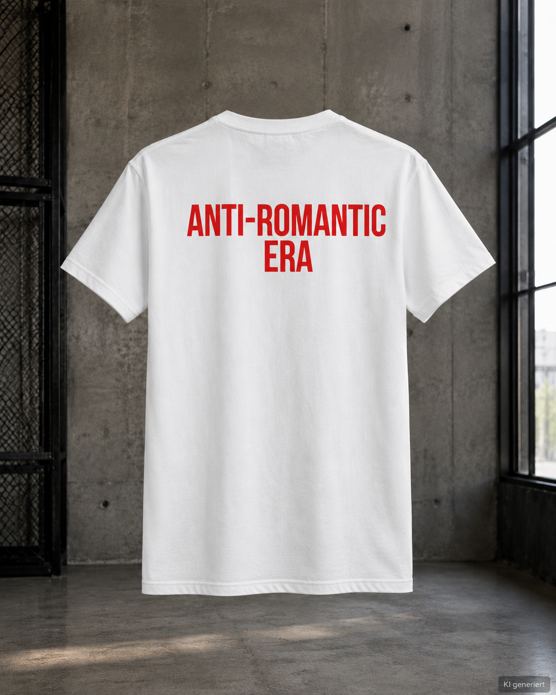 ANTI-ROMANTIC ERA – Weißes Regular Fit T-Shirt Unisex mit rotem Backprint | Statement Shirt Streetwear S–5XL