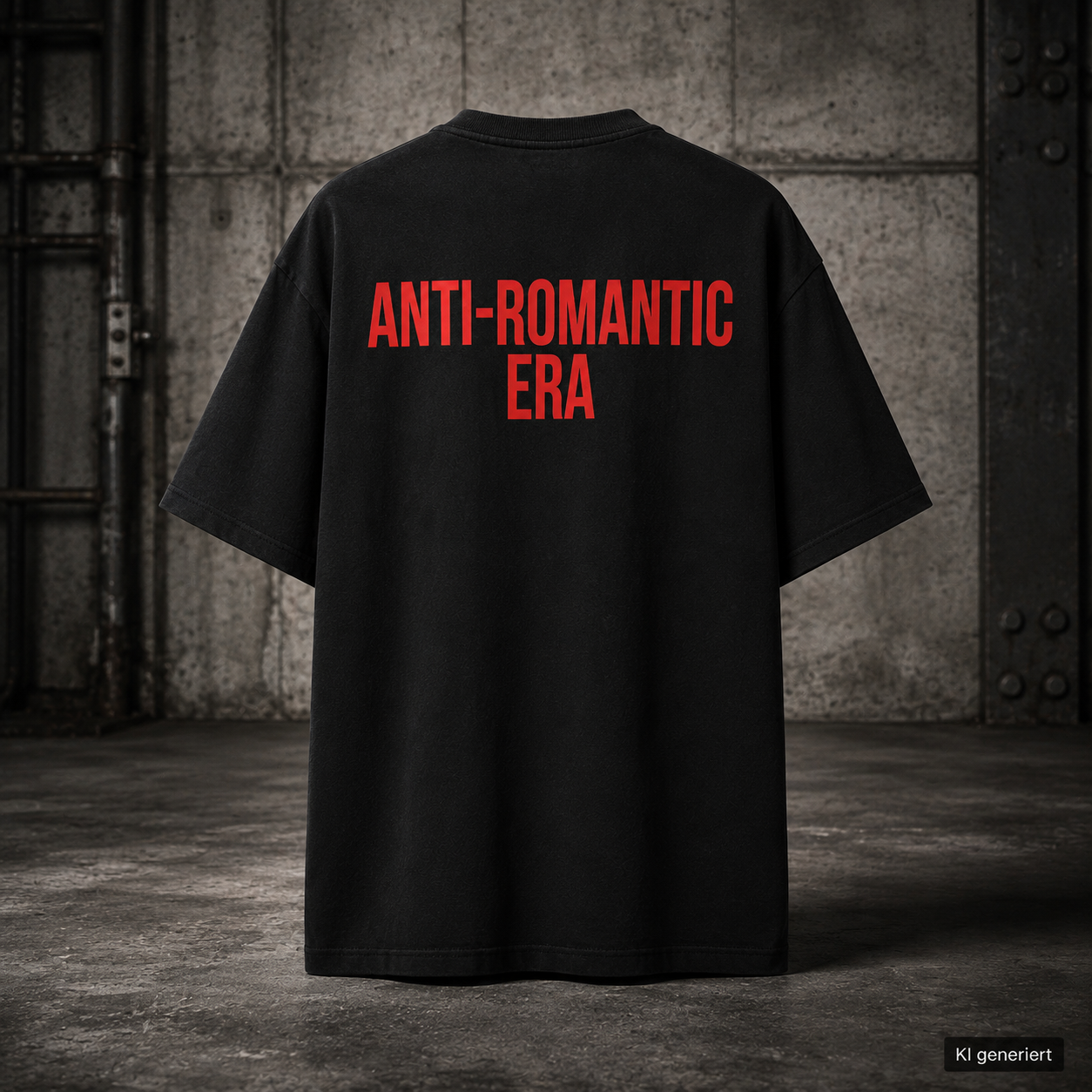 ANTI-ROMANTIC ERA – Weißes Oversize T-Shirt Unisex mit rotem Backprint | Statement Shirt Streetwear Bio-Baumwolle