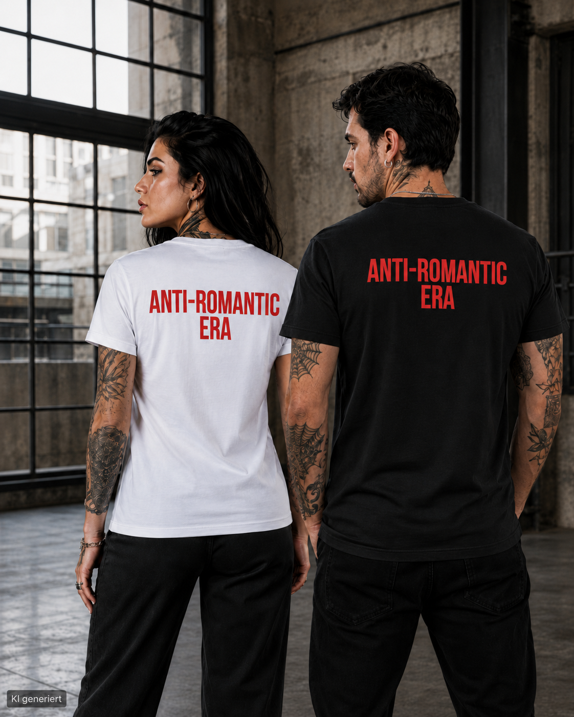 ANTI-ROMANTIC ERA – Weißes Regular Fit T-Shirt Unisex mit rotem Backprint | Statement Shirt Streetwear S–5XL