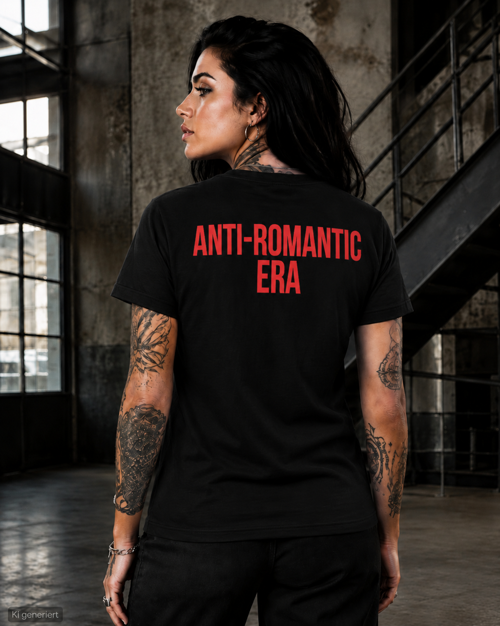 ANTI-ROMANTIC ERA – Weißes Regular Fit T-Shirt Unisex mit rotem Backprint | Statement Shirt Streetwear S–5XL