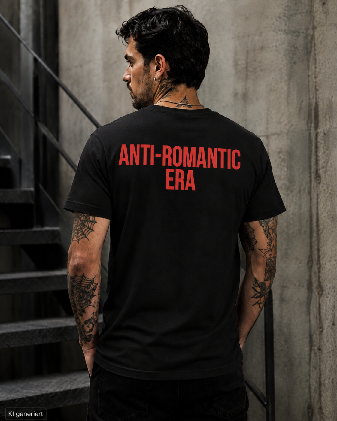 ANTI-ROMANTIC ERA – Weißes Regular Fit T-Shirt Unisex mit rotem Backprint | Statement Shirt Streetwear S–5XL