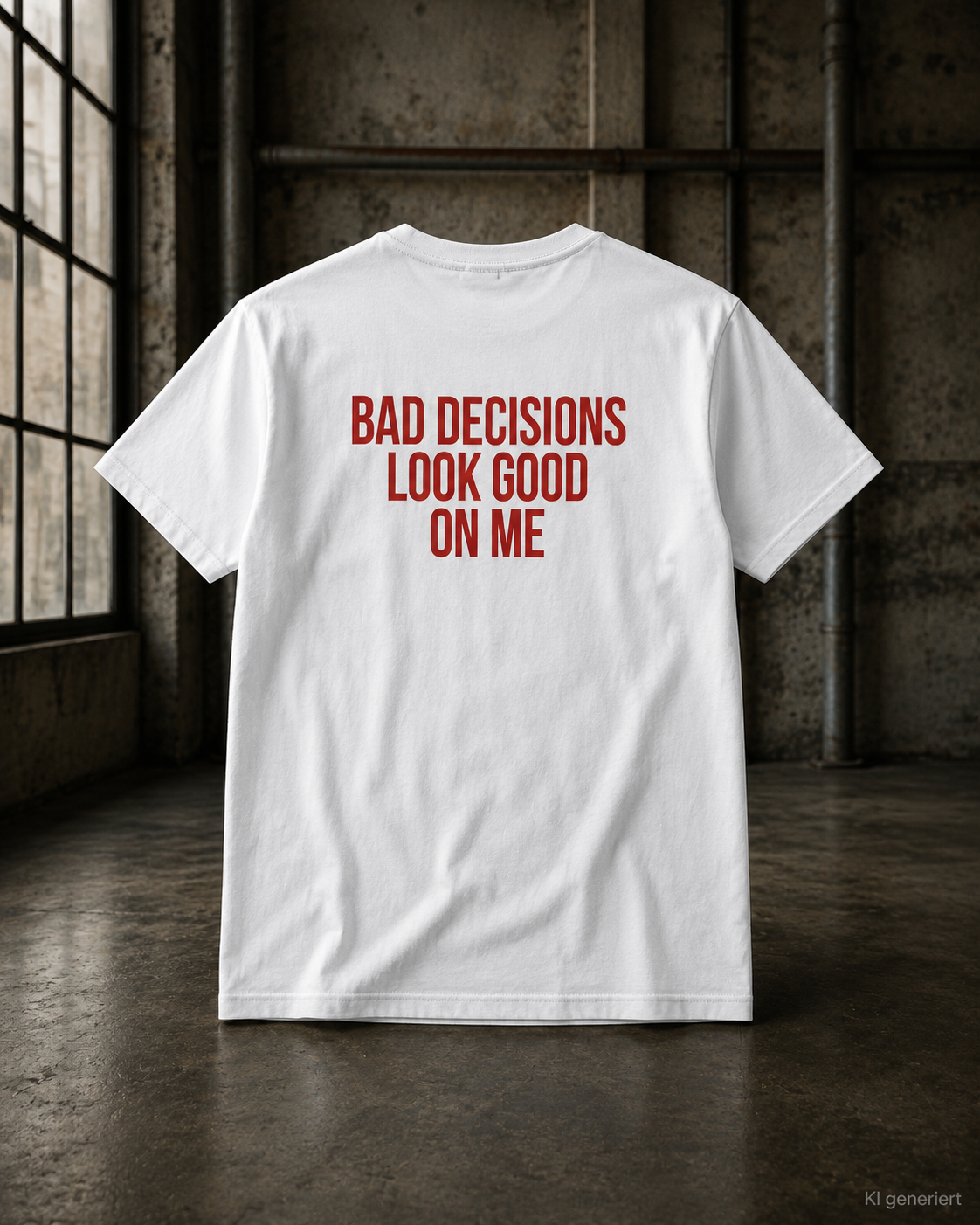 BAD DECISIONS LOOK GOOD ON ME – Schwarzes Regular Fit Unisex T-Shirt mit Backprint | Statement Shirt Streetwear S–5XL