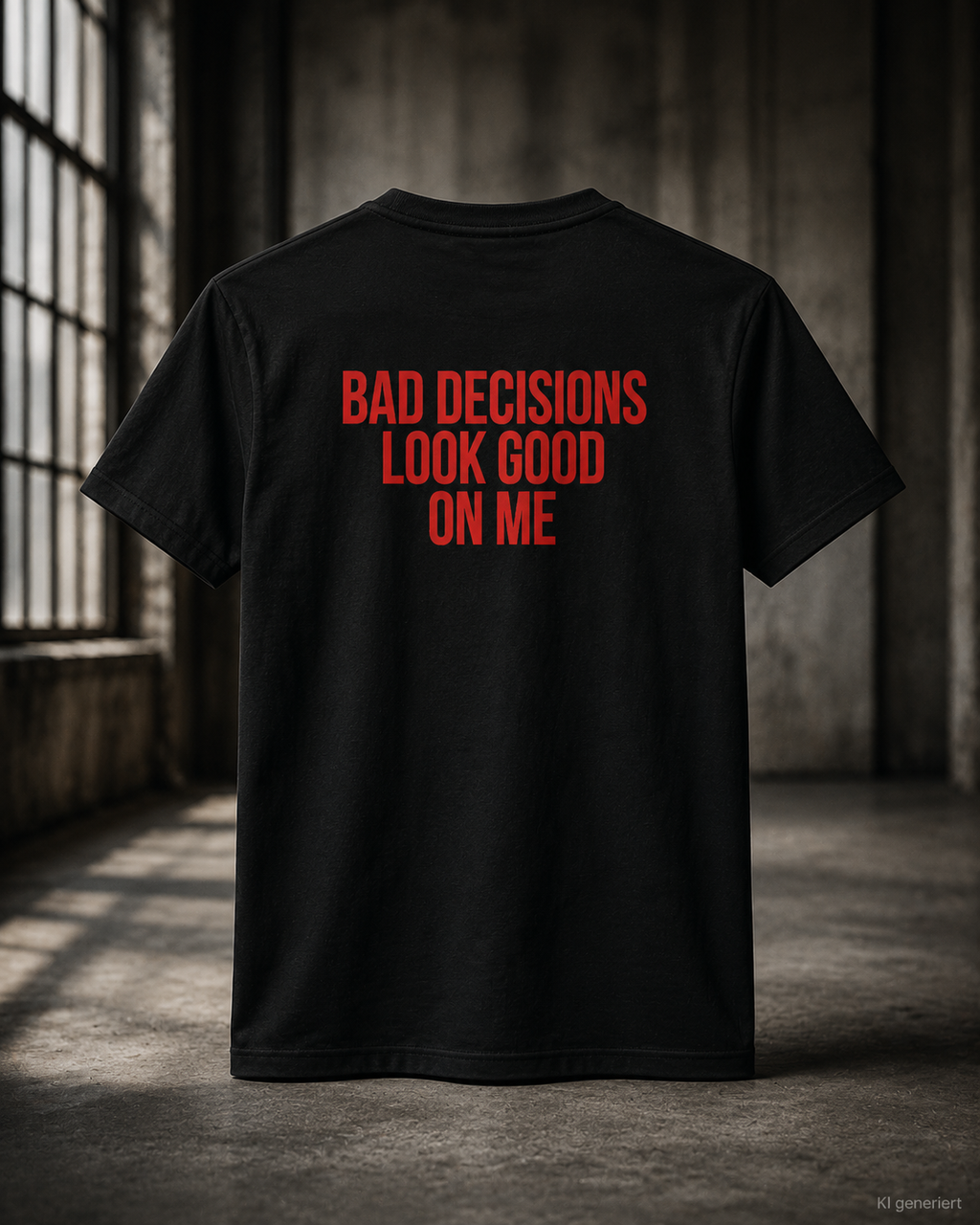 BAD DECISIONS LOOK GOOD ON ME – Weißes Regular Fit Unisex T-Shirt mit Backprint | Statement Shirt Streetwear S–5XL