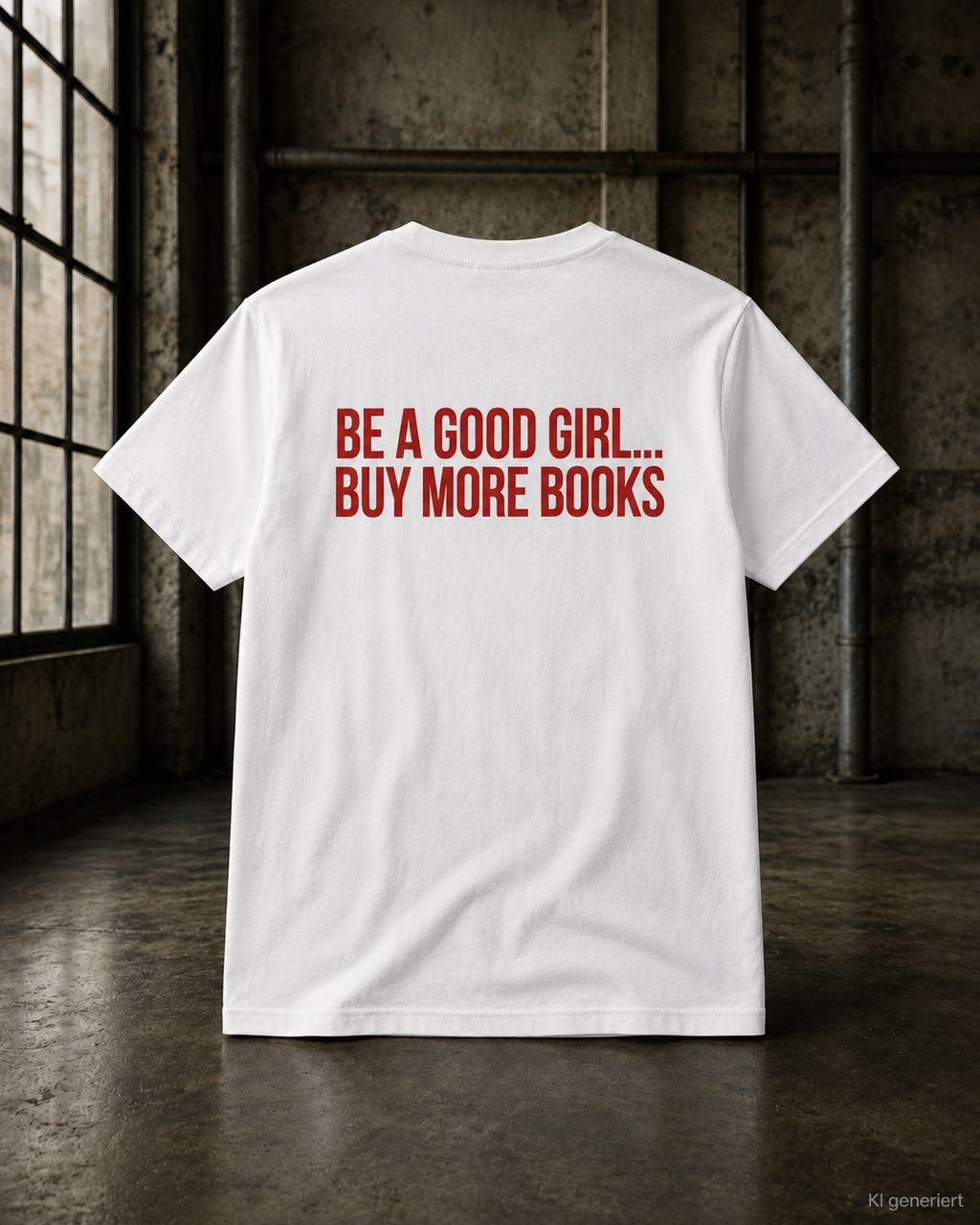 BE A GOOD GIRL... BUY MORE BOOKS – Schwarzes Regular Fit Unisex T-Shirt mit Backprint | Book Lover Statement Shirt S–5XL