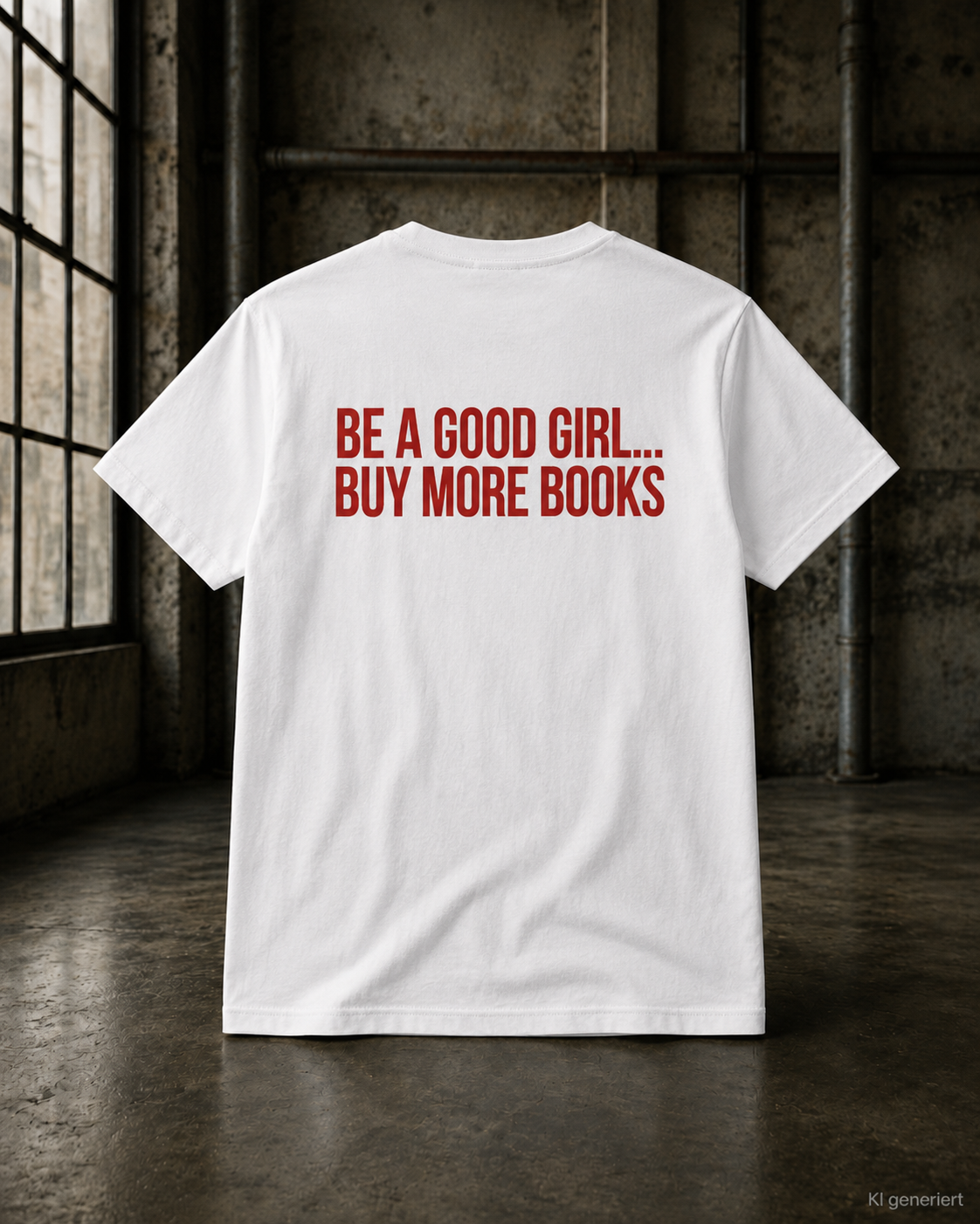 BE A GOOD GIRL... BUY MORE BOOKS – Schwarzes Regular Fit Unisex T-Shirt mit Backprint | Book Lover Statement Shirt S–5XL