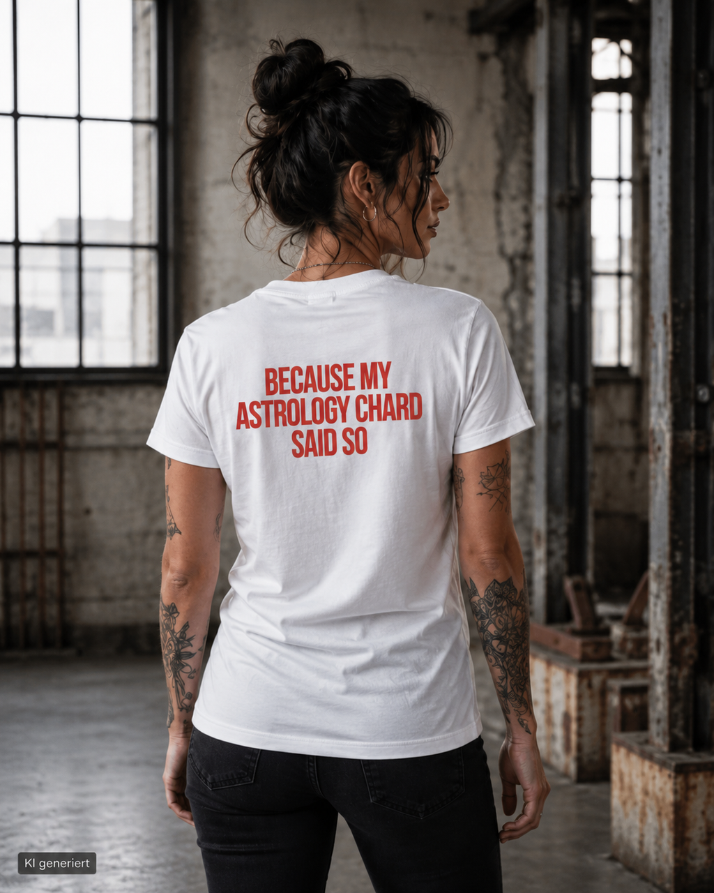 BECAUSE MY ASTROLOGY CHARD SAID SO – Weißes Regular Fit T-Shirt Unisex | Backprint Statement Shirt | Astrology Streetwear S–5XL