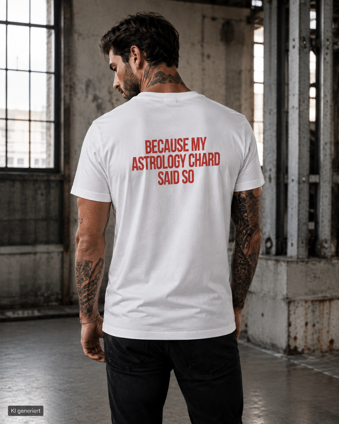 BECAUSE MY ASTROLOGY CHARD SAID SO – Weißes Regular Fit T-Shirt Unisex | Backprint Statement Shirt | Astrology Streetwear S–5XL