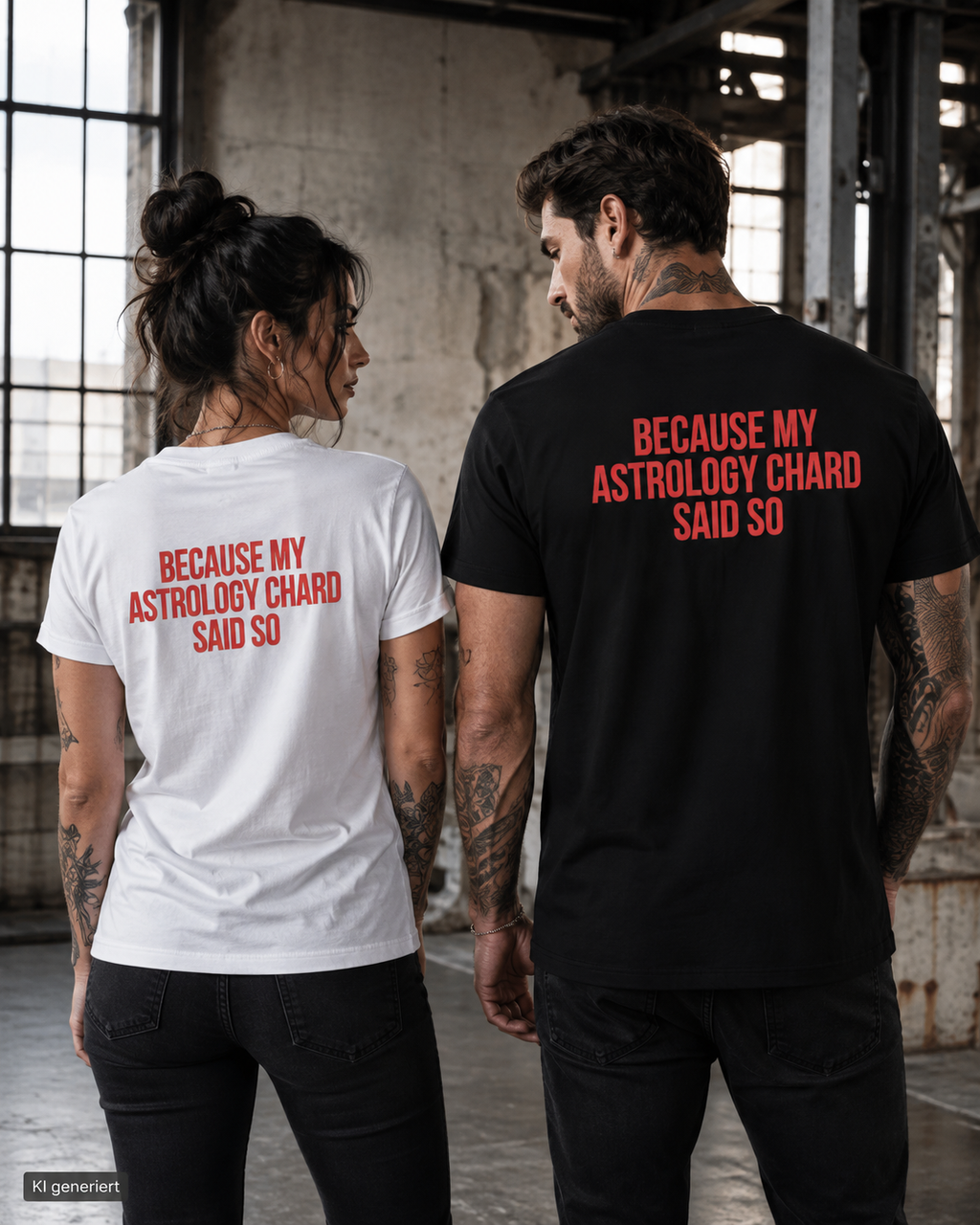 BECAUSE MY ASTROLOGY CHARD SAID SO – Schwarzes Regular Fit T-Shirt Unisex | Backprint Statement Shirt | Astrology Streetwear S–5XL