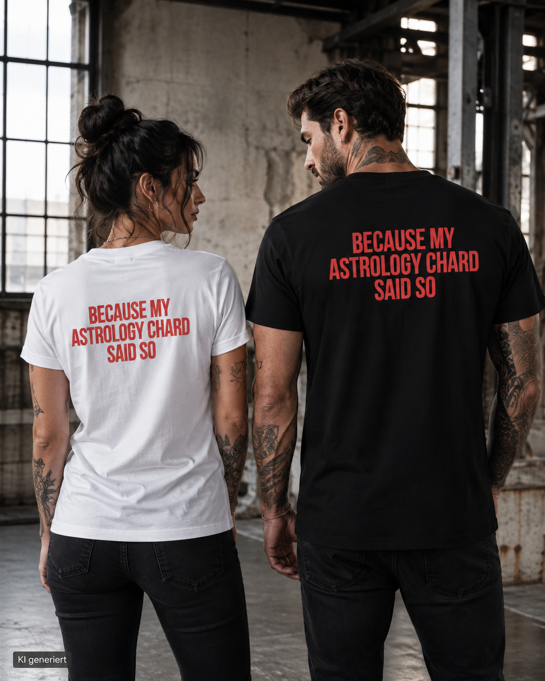 BECAUSE MY ASTROLOGY CHARD SAID SO – Schwarzes Regular Fit T-Shirt Unisex | Backprint Statement Shirt | Astrology Streetwear S–5XL