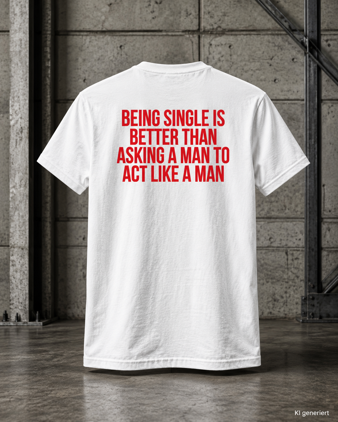 BEING SINGLE IS BETTER THAN ASKING A MAN TO ACT LIKE A MAN – Weißes Regular Fit T-Shirt Unisex | Backprint Statement Shirt | Streetwear S–5XL