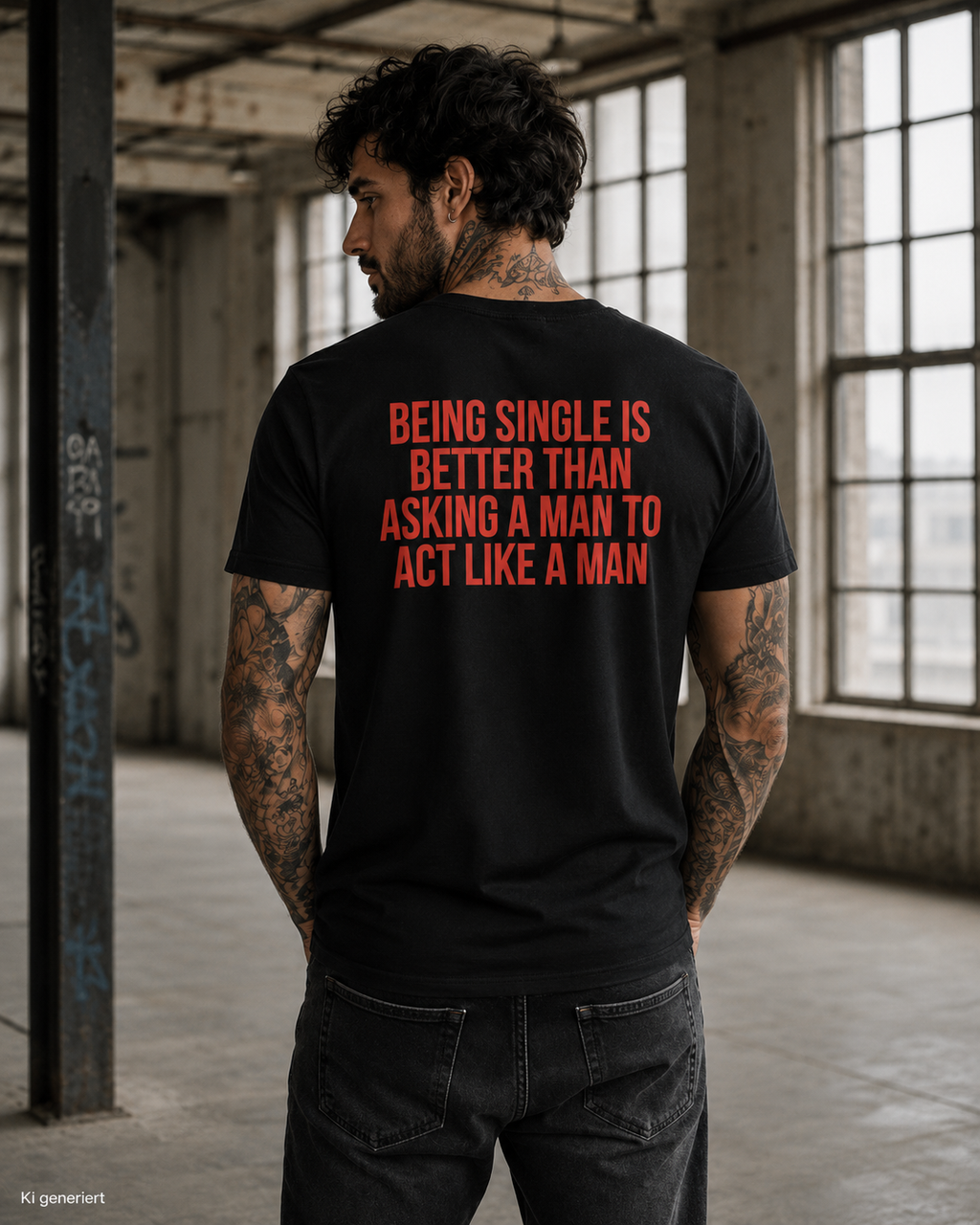 BEING SINGLE IS BETTER THAN ASKING A MAN TO ACT LIKE A MAN – Weißes Regular Fit T-Shirt Unisex | Backprint Statement Shirt | Streetwear S–5XL