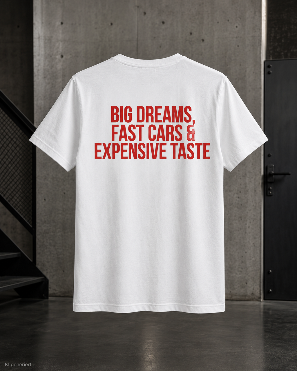 BIG DREAMS, FAST CARS & EXPENSIVE TASTE – Schwarzes Regular Fit T-Shirt Unisex | Backprint Statement Shirt | Streetwear S–5XL