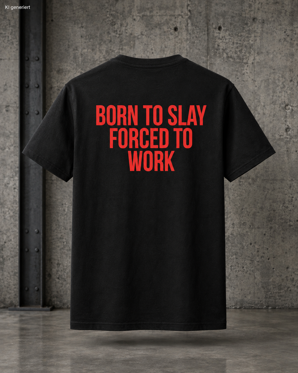 BORN TO SLAY FORCED TO WORK – Schwarzes Regular Fit T-Shirt Unisex | Backprint Statement Shirt | Streetwear S–5XL