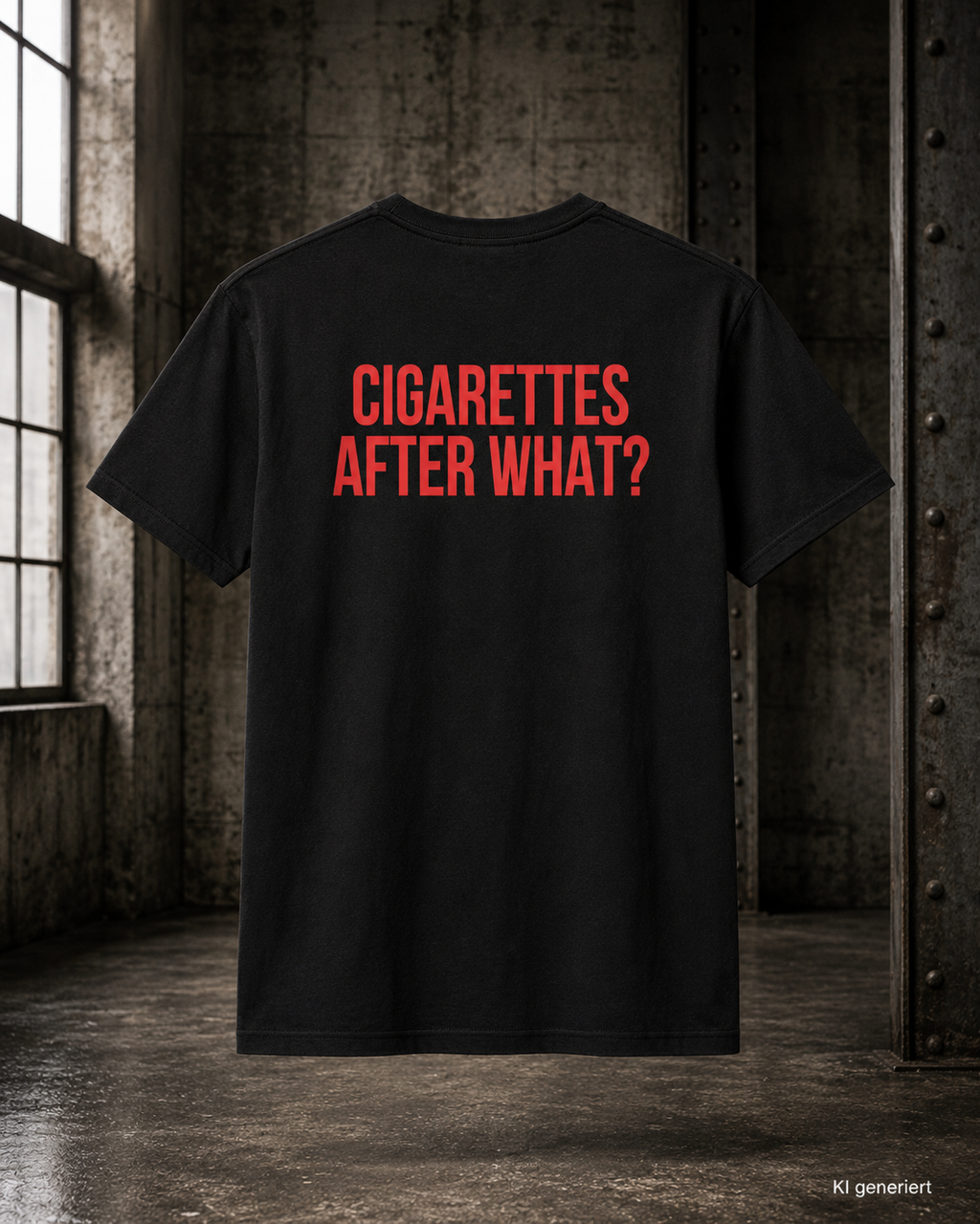 CIGARETTES AFTER WHAT? – Weißes Regular Fit T-Shirt Unisex mit rotem Backprint | Statement Shirt Streetwear S–5XL