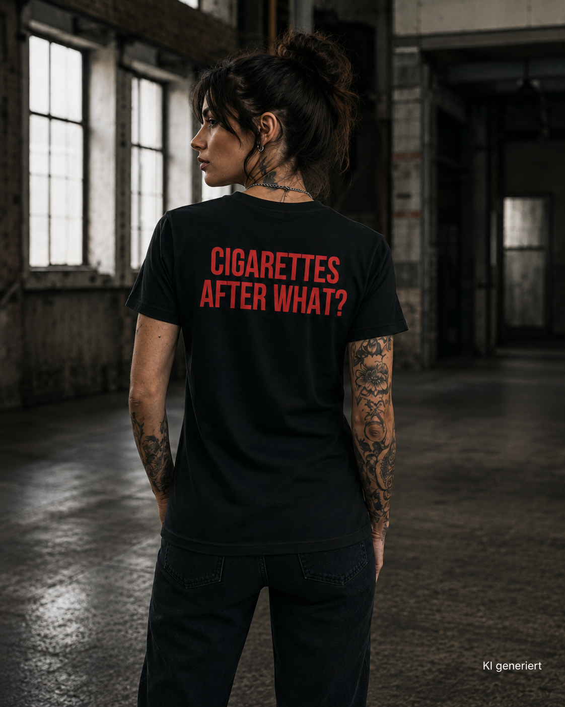 CIGARETTES AFTER WHAT? – Weißes Regular Fit T-Shirt Unisex mit rotem Backprint | Statement Shirt Streetwear S–5XL
