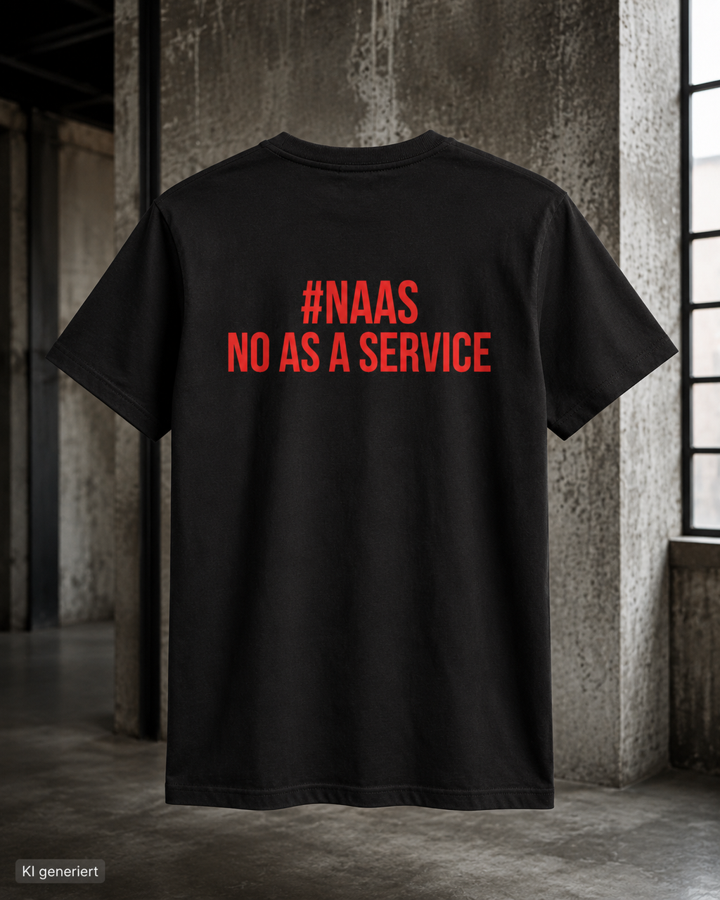#NAAS – NO AS A SERVICE – Weißes Regular Fit T-Shirt Unisex mit rotem Backprint | Statement Shirt Streetwear S–5XL