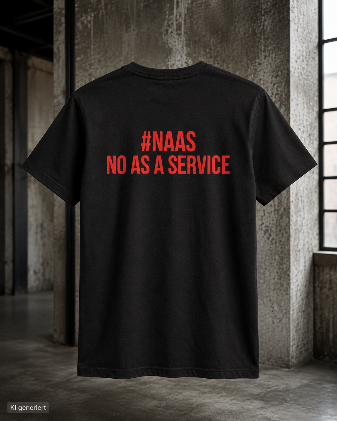 #NAAS – NO AS A SERVICE – Weißes Regular Fit T-Shirt Unisex mit rotem Backprint | Statement Shirt Streetwear S–5XL