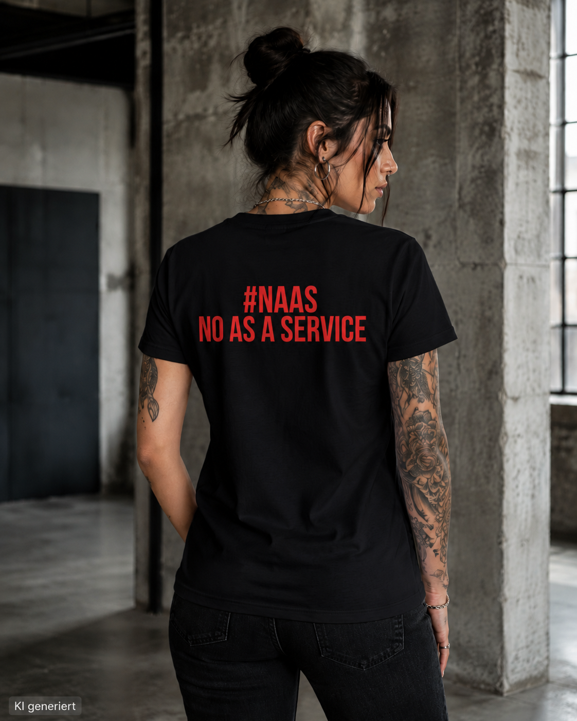 #NAAS – NO AS A SERVICE – Weißes Regular Fit T-Shirt Unisex mit rotem Backprint | Statement Shirt Streetwear S–5XL